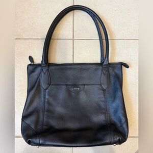LODIS SIERRA Black Pebbled Leather SHOULDER BAG Tote Top Handle